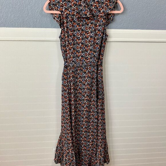 Max Studio Patterned Ruffle Midi Wrap Dress - Picture 3 of 5